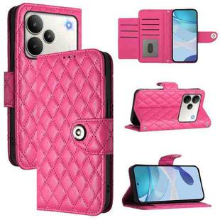 For Realme P4 5G Rhombic Texture Flip Leather Phone Case with Lanyard(Rose Red)