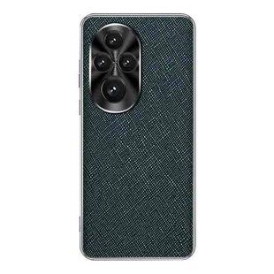 For Honor 200 Pro Silver Edge Cross Texture PU Leather Phone Case(Dark Green)