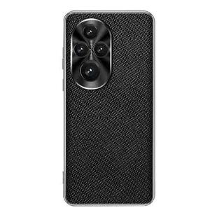 For Honor 200 Pro Silver Edge Cross Texture PU Leather Phone Case(Black)