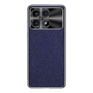 For Redmi K70 Ultra Silver Edge Cross Texture PU Leather Phone Case(Sapphire Blue)