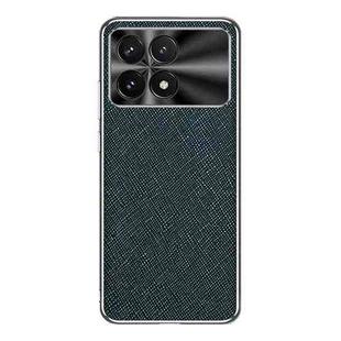 For Redmi K70 Silver Edge Cross Texture PU Leather Phone Case(Dark Green)