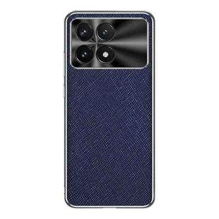 For Redmi K70 Silver Edge Cross Texture PU Leather Phone Case(Sapphire Blue)