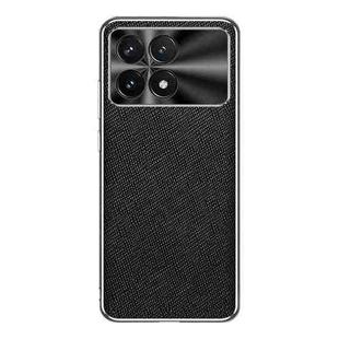 For Redmi K70 Silver Edge Cross Texture PU Leather Phone Case(Black)