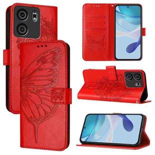 For BLU View 5 Embossed Butterfly Leather Phone Case(Red)