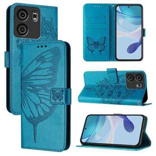 For BLU View 5 Embossed Butterfly Leather Phone Case(Blue)