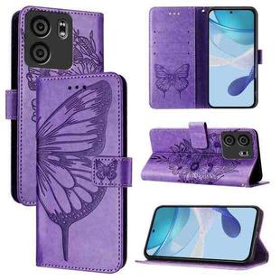 For BLU View 5 Embossed Butterfly Leather Phone Case(Light Purple)