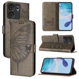 For BLU View 5 Embossed Butterfly Leather Phone Case(Grey)