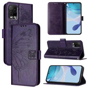 For BLU View 5 Pro Embossed Butterfly Leather Phone Case(Dark Purple)