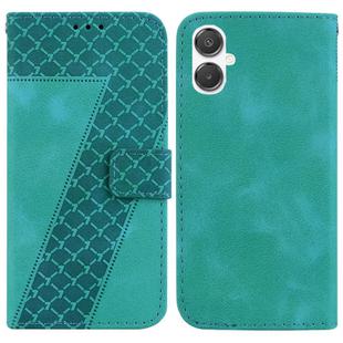 For Samsung Galaxy A25 5G / A25e JP Edition Seven-shaped Embossed Leather Phone Case(Green)