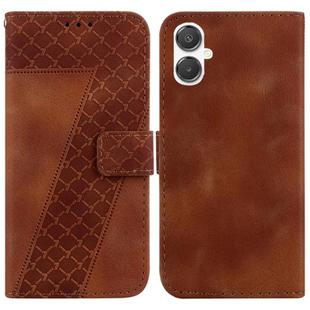 For Samsung Galaxy A25 5G / A25e JP Edition Seven-shaped Embossed Leather Phone Case(Brown)