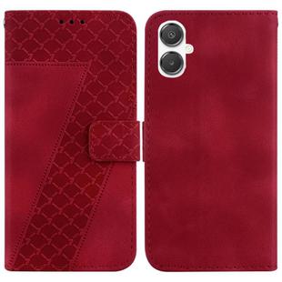 For Samsung Galaxy A25 5G / A25e JP Edition Seven-shaped Embossed Leather Phone Case(Red)