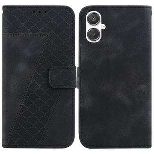 For Samsung Galaxy A25 5G / A25e JP Edition Seven-shaped Embossed Leather Phone Case(Black)