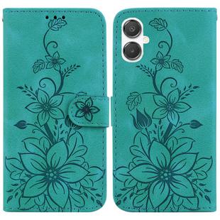 For Samsung Galaxy A25 5G / A25e JP Edition Lily Embossed Leather Phone Case(Green)