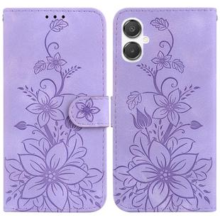 For Samsung Galaxy A25 5G / A25e JP Edition Lily Embossed Leather Phone Case(Purple)