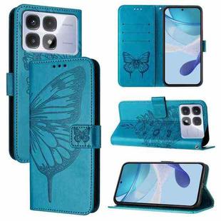 For Redmi K70 Ultra 5G Global Embossed Butterfly Leather Phone Case(Blue)