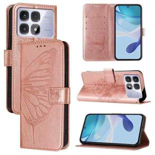 For Redmi K70 Ultra 5G Global Embossed Butterfly Leather Phone Case(Rose Gold)