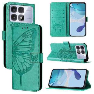 For Redmi K70 Ultra 5G Global Embossed Butterfly Leather Phone Case(Green)