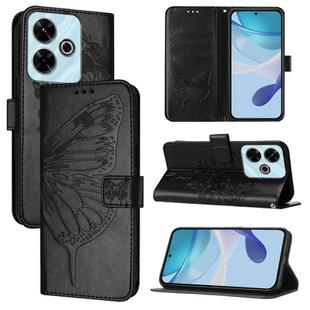 For Redmi 13 4G Embossed Butterfly Leather Phone Case(Black)