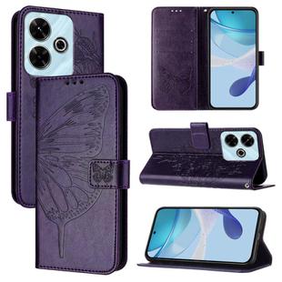 For Redmi 13 4G Embossed Butterfly Leather Phone Case(Dark Purple)