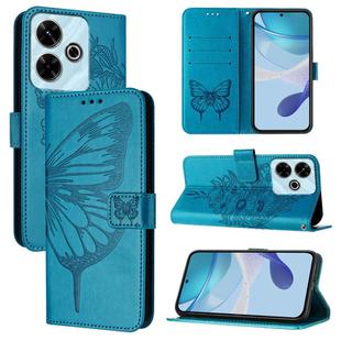 For Redmi 13 4G Embossed Butterfly Leather Phone Case(Blue)