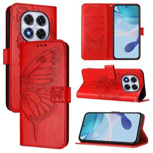 For Redmi Note 14 Pro 4G Embossed Butterfly Leather Phone Case(Red)