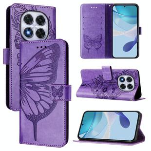 For Redmi Note 14 Pro 4G Embossed Butterfly Leather Phone Case(Light Purple)