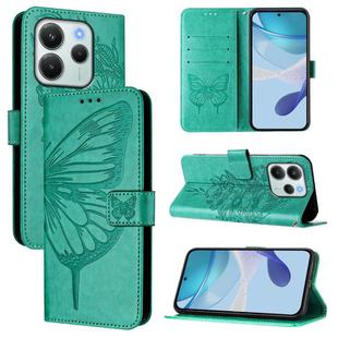 For Redmi Note 14 4G EU 164.84mm Embossed Butterfly Leather Phone Case(Green)