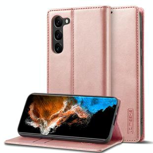 For Samsung Galaxy S25+ 5G LC.IMEEKE Strong Magnetism Microfiber Leather Phone Case(Rose Gold)