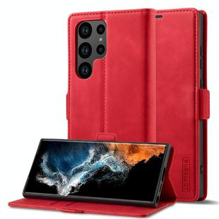 For Samsung Galaxy S25 Ultra 5G LC.IMEEKE Strong Magnetism Microfiber Leather Phone Case(Red)