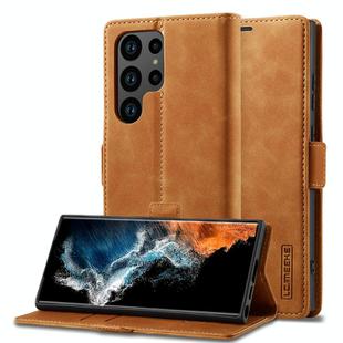 For Samsung Galaxy S25 Ultra 5G LC.IMEEKE Strong Magnetism Microfiber Leather Phone Case(Brown)