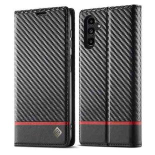 For Samsung Galaxy S24 FE 5G LC.IMEEKE Carbon Fiber Leather Phone Case(Horizontal Black)