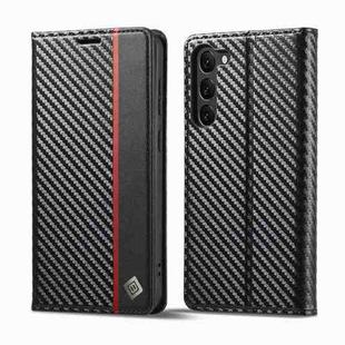 For Samsung Galaxy S25+ 5G LC.IMEEKE Carbon Fiber Leather Phone Case(Vertical Black)