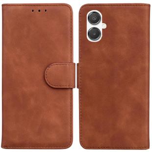 For Samsung Galaxy A25 5G / A25e JP Edition Skin Feel Pure Color Flip Leather Phone Case(Brown)