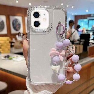 For iPhone 11 TPU + PC + Glitter Sequins Full Coverage Phone Case with Bracelet(Transparent)