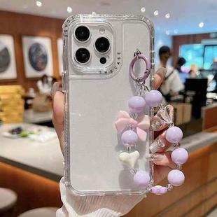 For iPhone 15 Pro TPU + PC + Glitter Sequins Full Coverage Phone Case with Bracelet(Transparent)