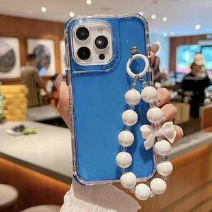 For iPhone 15 Pro TPU + PC + Glitter Sequins Full Coverage Phone Case with Bracelet(Blue)