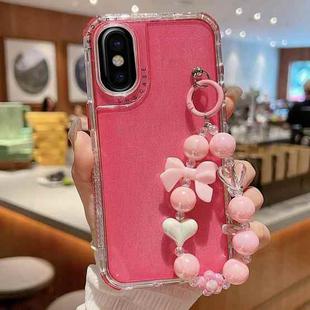 For iPhone X / XS TPU + PC + Glitter Sequins Full Coverage Phone Case with Bracelet(Red)