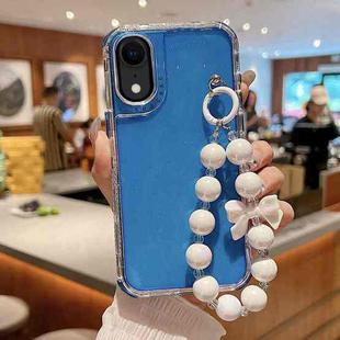 For iPhone XR TPU + PC + Glitter Sequins Full Coverage Phone Case with Bracelet(Blue)