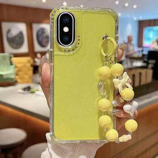 For iPhone XS Max TPU + PC + Glitter Sequins Full Coverage Phone Case with Bracelet(Yellow)