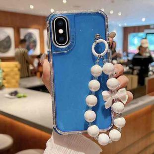 For iPhone XS Max TPU + PC + Glitter Sequins Full Coverage Phone Case with Bracelet(Blue)