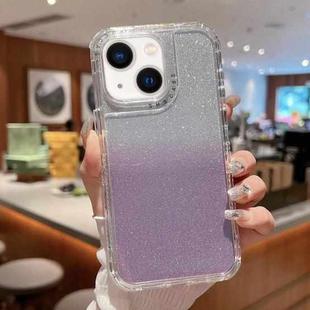 For iPhone 13 TPU + PC + Glitter Paper Full Coverage Phone Case(Purple)