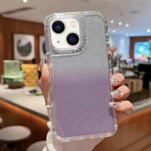 For iPhone 14 TPU + PC + Glitter Paper Full Coverage Phone Case(Purple)