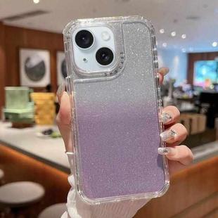 For iPhone 15 TPU + PC + Glitter Paper Full Coverage Phone Case(Purple)