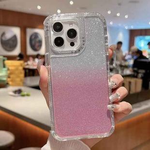 For iPhone 15 Pro TPU + PC + Glitter Paper Full Coverage Phone Case(Pink)