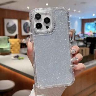 For iPhone 15 Pro Max TPU + PC + Glitter Paper Full Coverage Phone Case(Silver)