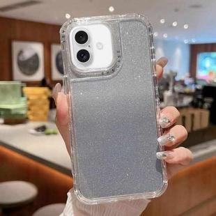 For iPhone 16 TPU + PC + Glitter Paper Full Coverage Phone Case(Grey)