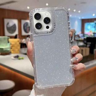 For iPhone 16 Pro TPU + PC + Glitter Paper Full Coverage Phone Case(Silver)