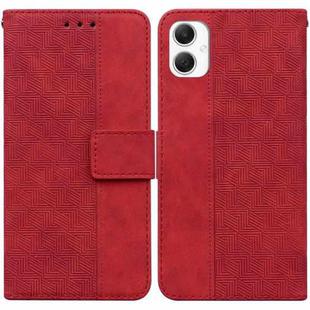 For Samsung Galaxy A06 4G Geometric Embossed Leather Phone Case(Red)