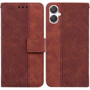 For Samsung Galaxy A25 5G / A25e JP Edition Geometric Embossed Leather Phone Case(Brown)