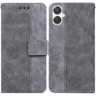 For Samsung Galaxy A25 5G / A25e JP Edition Geometric Embossed Leather Phone Case(Grey)